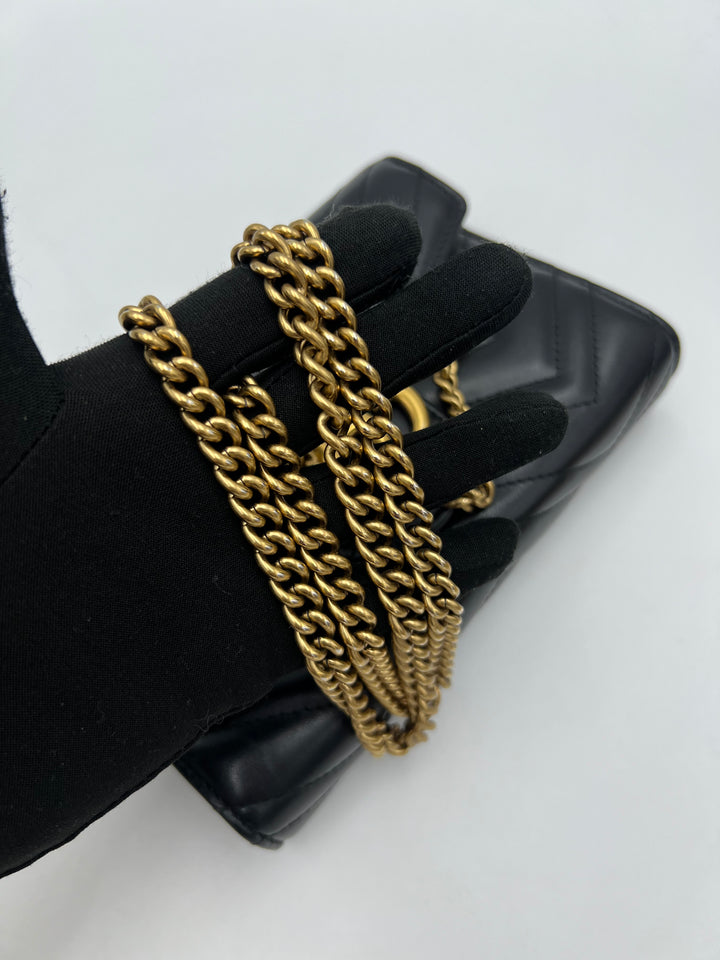 Gucci GG Marmont Matelasse Black Calfskin Chain Wallet