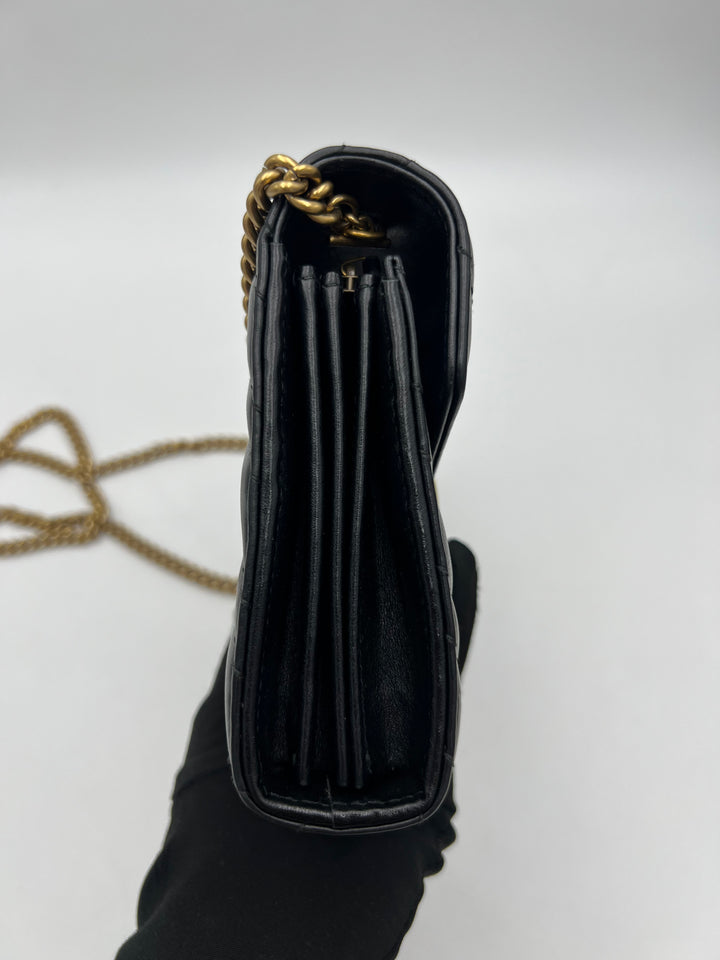 Gucci GG Marmont Matelasse Black Calfskin Chain Wallet
