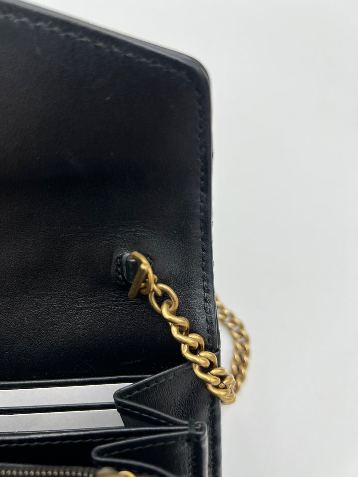 Gucci GG Marmont Matelasse Black Calfskin Chain Wallet