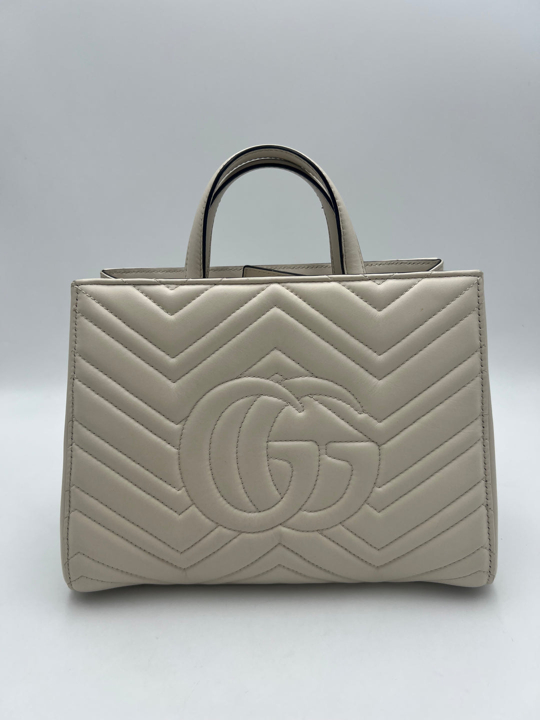 Gucci Small  GG Marmont Matelasse White Calfskin Satchel