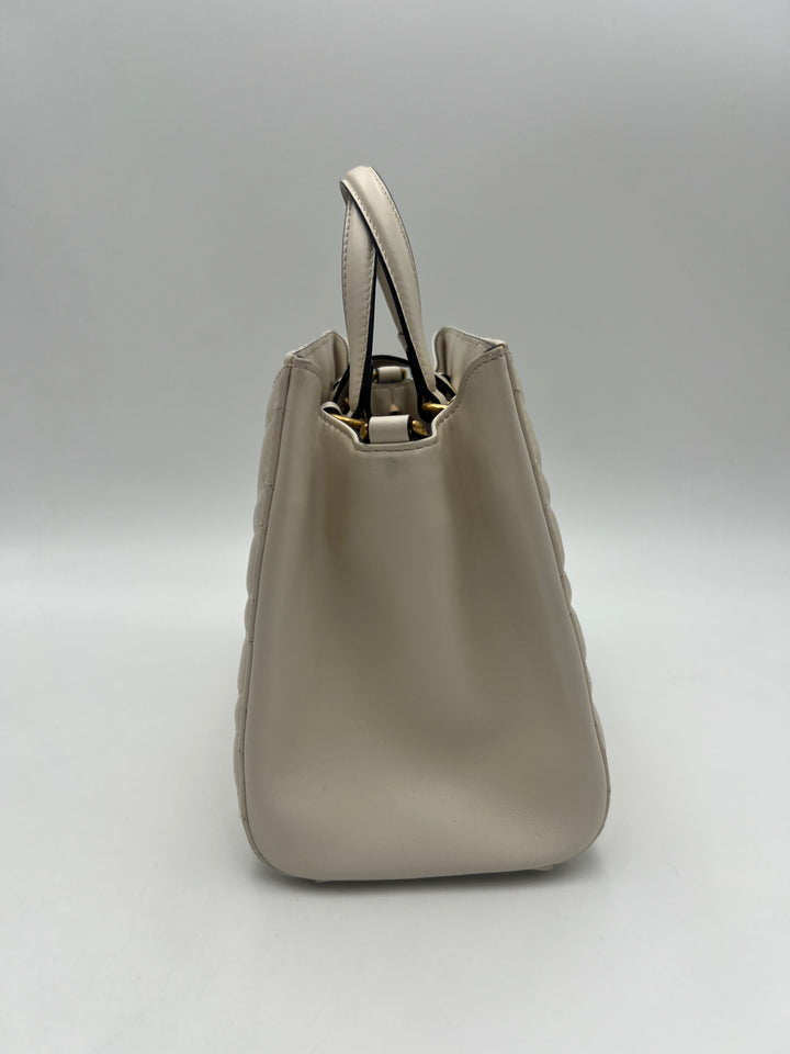 Gucci Small  GG Marmont Matelasse White Calfskin Satchel