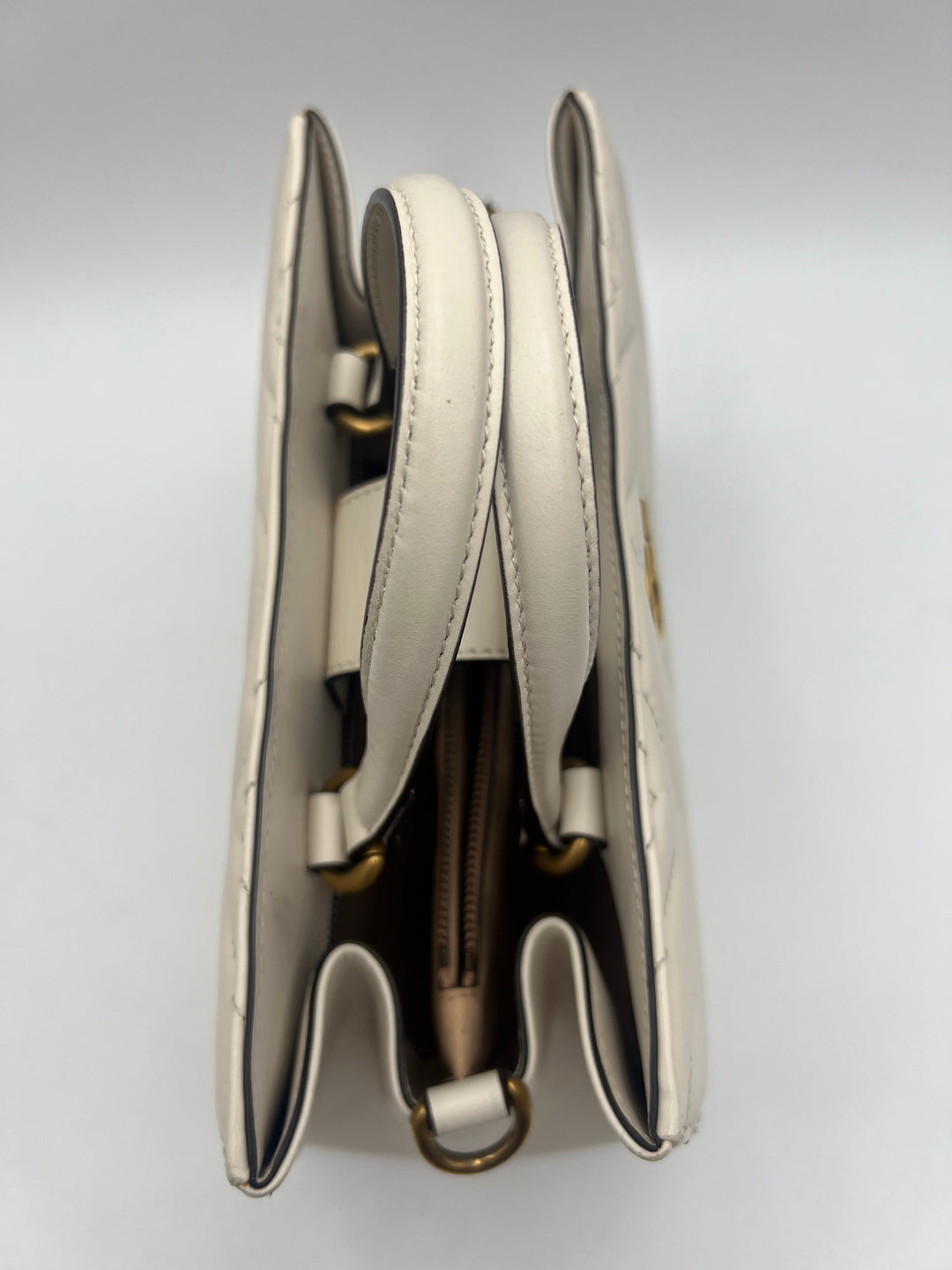 Gucci Small  GG Marmont Matelasse White Calfskin Satchel