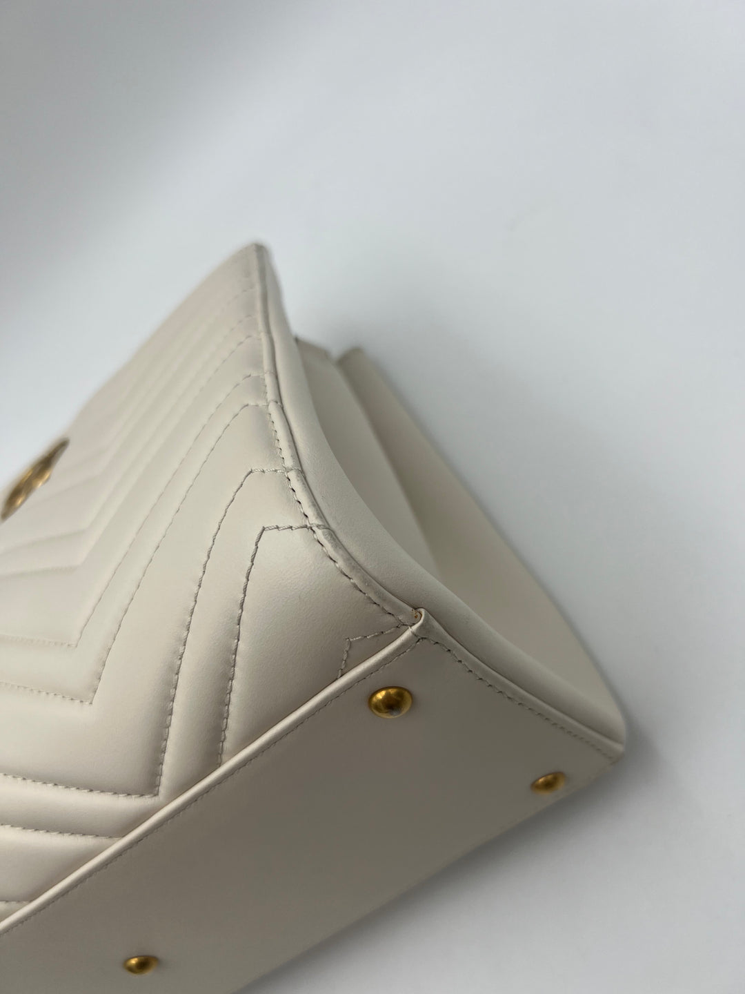Gucci Small  GG Marmont Matelasse White Calfskin Satchel