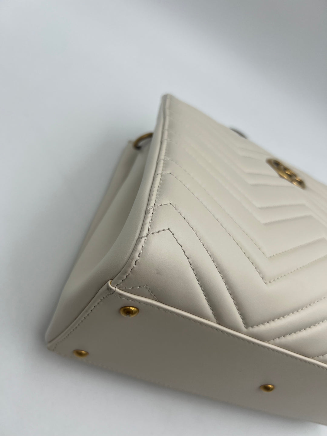 Gucci Small  GG Marmont Matelasse White Calfskin Satchel