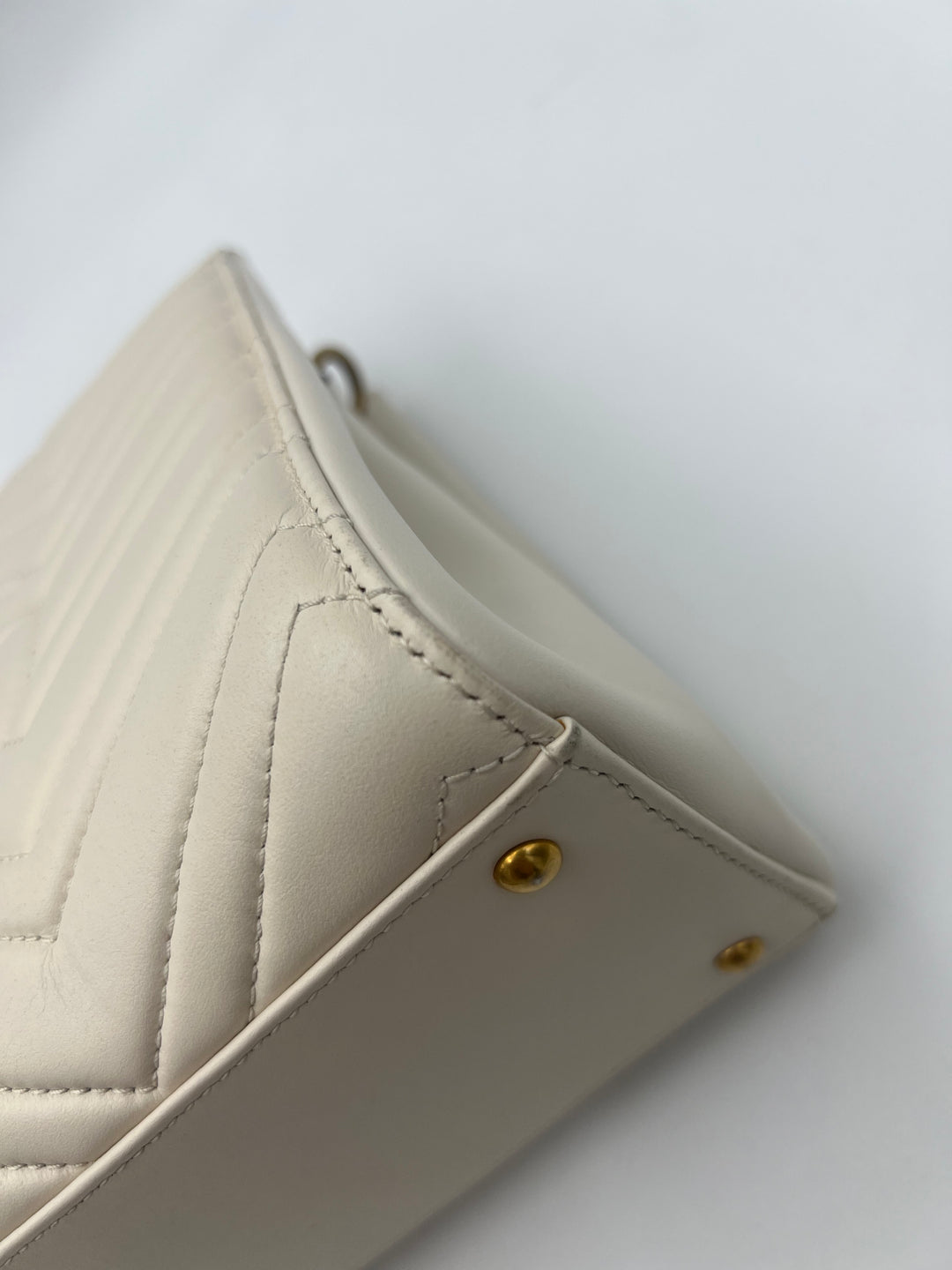 Gucci Small  GG Marmont Matelasse White Calfskin Satchel