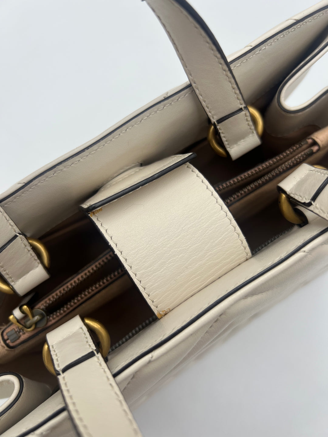 Gucci Small  GG Marmont Matelasse White Calfskin Satchel