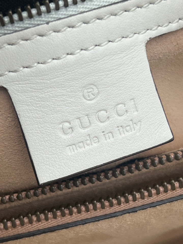 Gucci Small  GG Marmont Matelasse White Calfskin Satchel