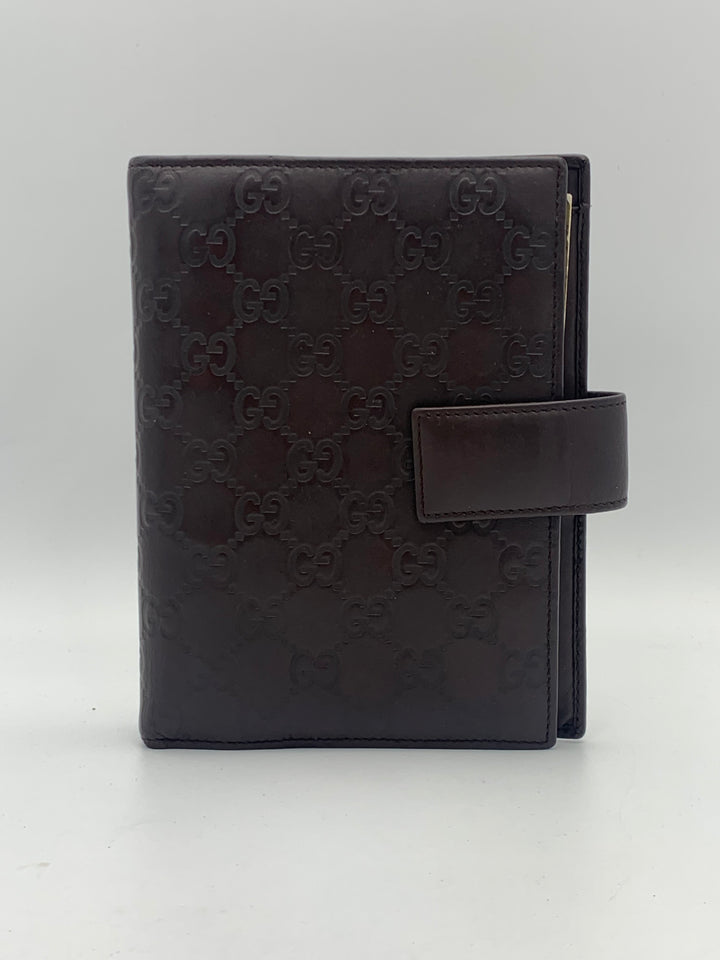 Gucci Guccissima Brown Leather MM Agenda/Notebook Cover