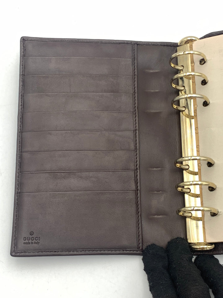 Gucci Guccissima Brown Leather MM Agenda/Notebook Cover