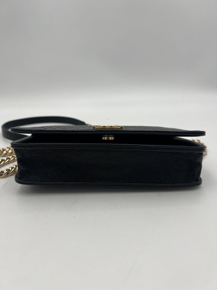Chanel Boy Black Caviar Leather Wallet on Chain