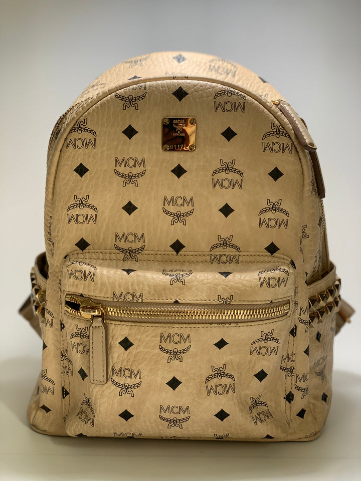 MCM Beige Visetos Small Backpack