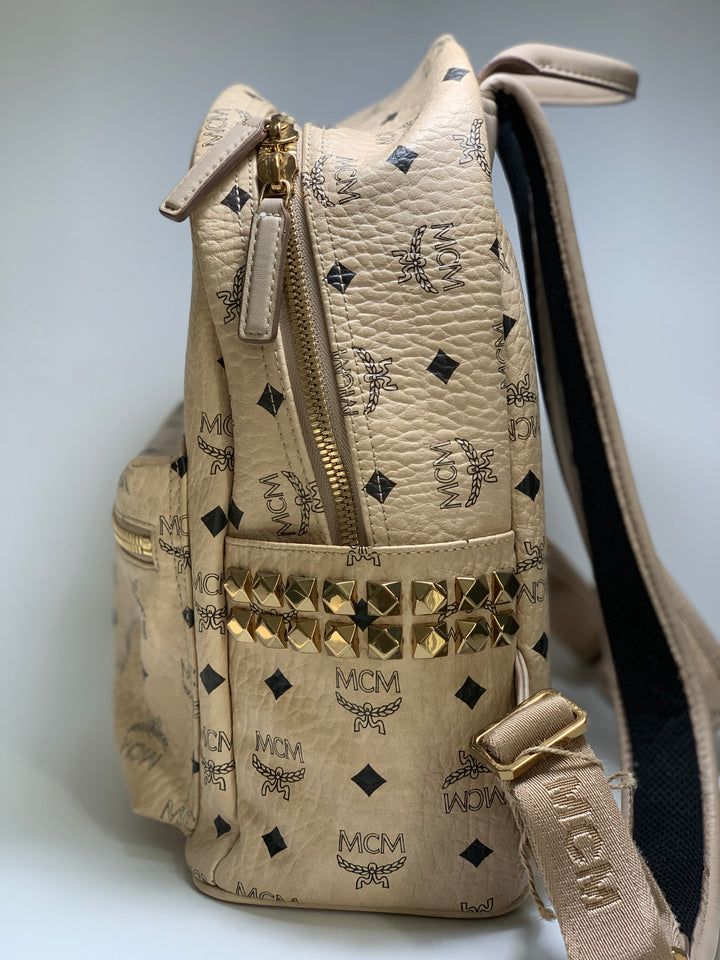 MCM Beige Visetos Small Backpack