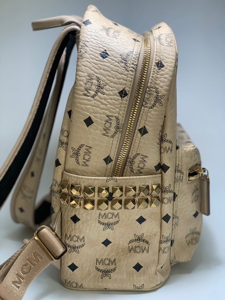 MCM Beige Visetos Small Backpack