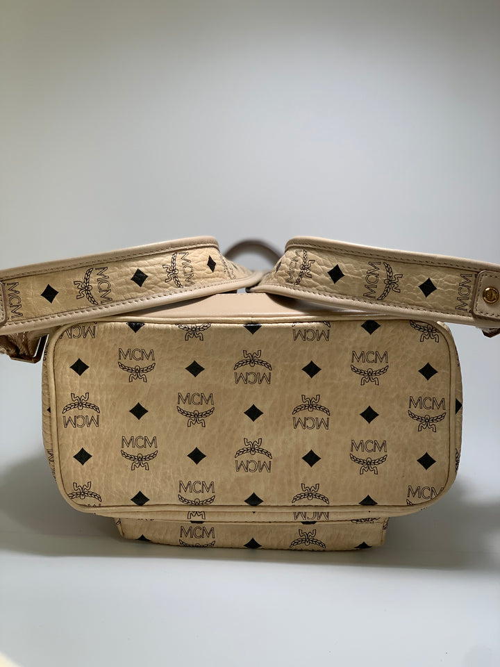 MCM Beige Visetos Small Backpack