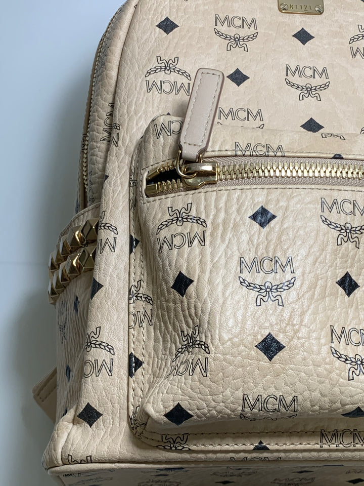 MCM Beige Visetos Small Backpack