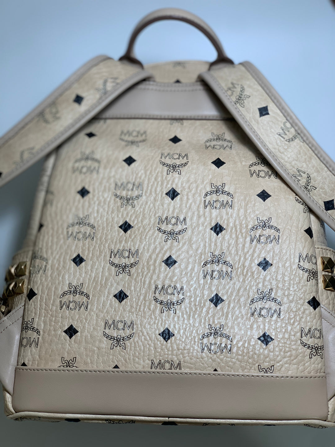 MCM Beige Visetos Small Backpack