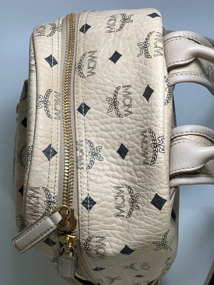 MCM Beige Visetos Small Backpack