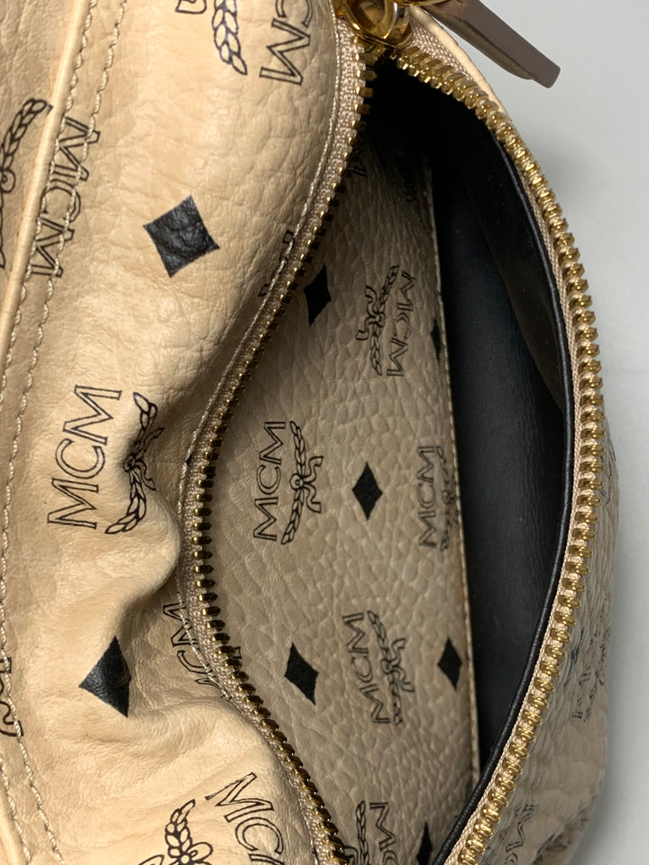 MCM Beige Visetos Small Backpack