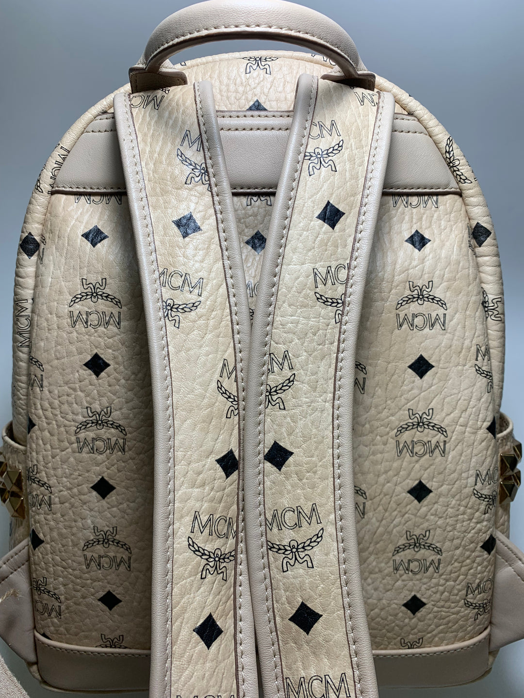 MCM Beige Visetos Small Backpack