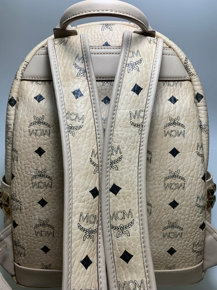MCM Beige Visetos Small Backpack