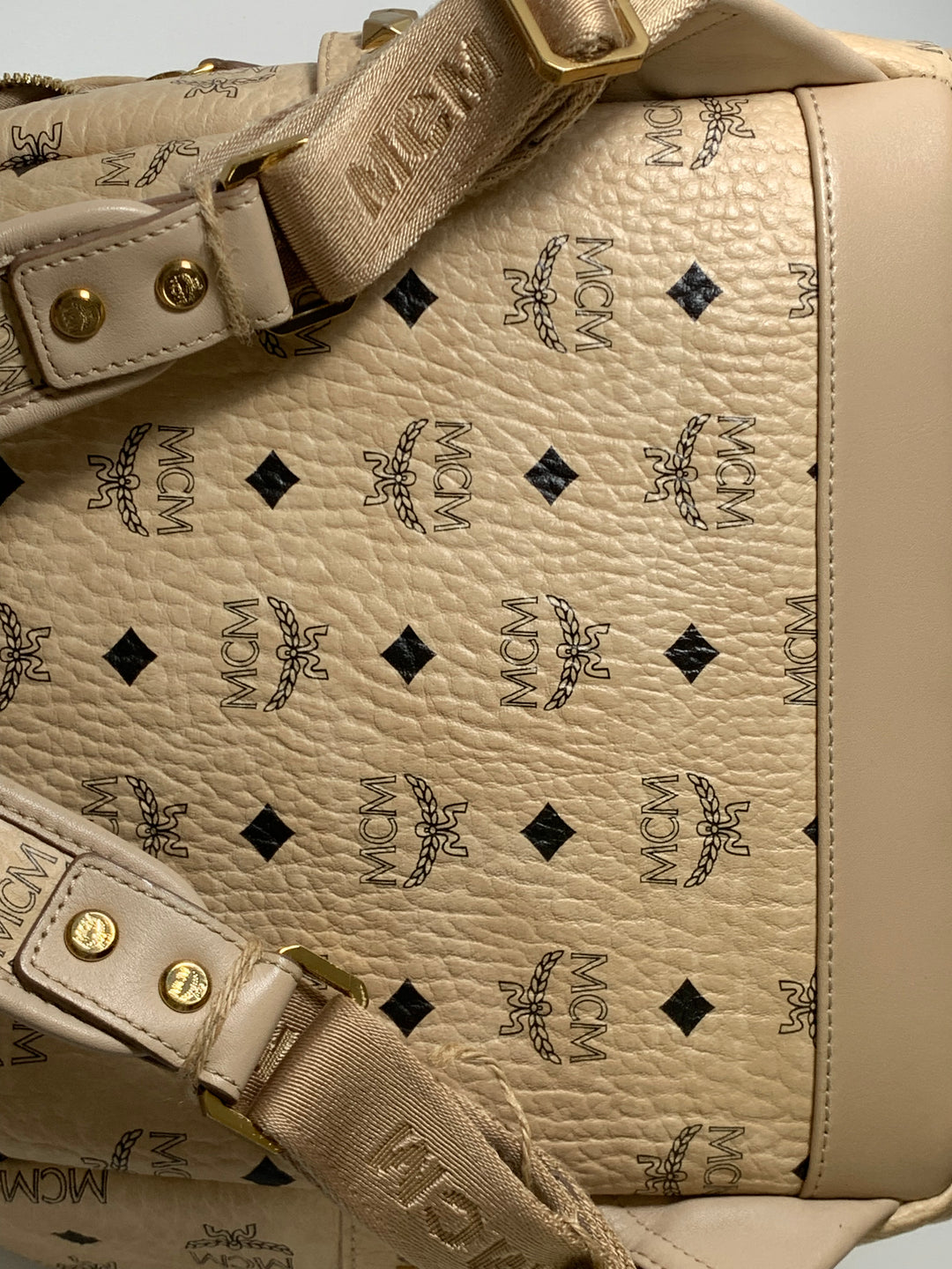 MCM Beige Visetos Small Backpack
