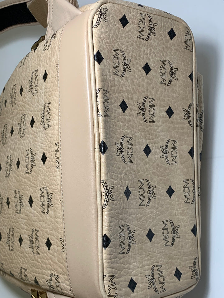 MCM Beige Visetos Small Backpack