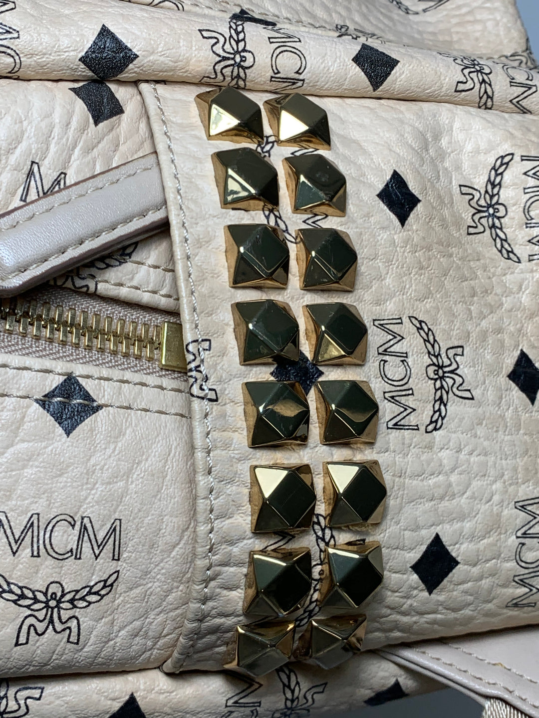 MCM Beige Visetos Small Backpack
