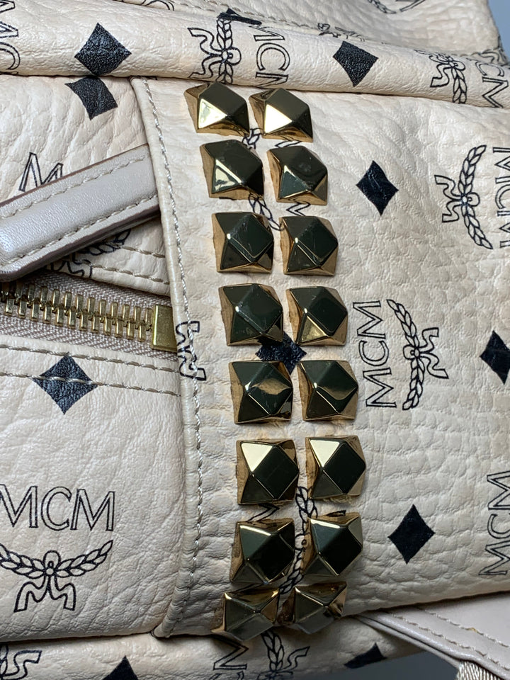 MCM Beige Visetos Small Backpack