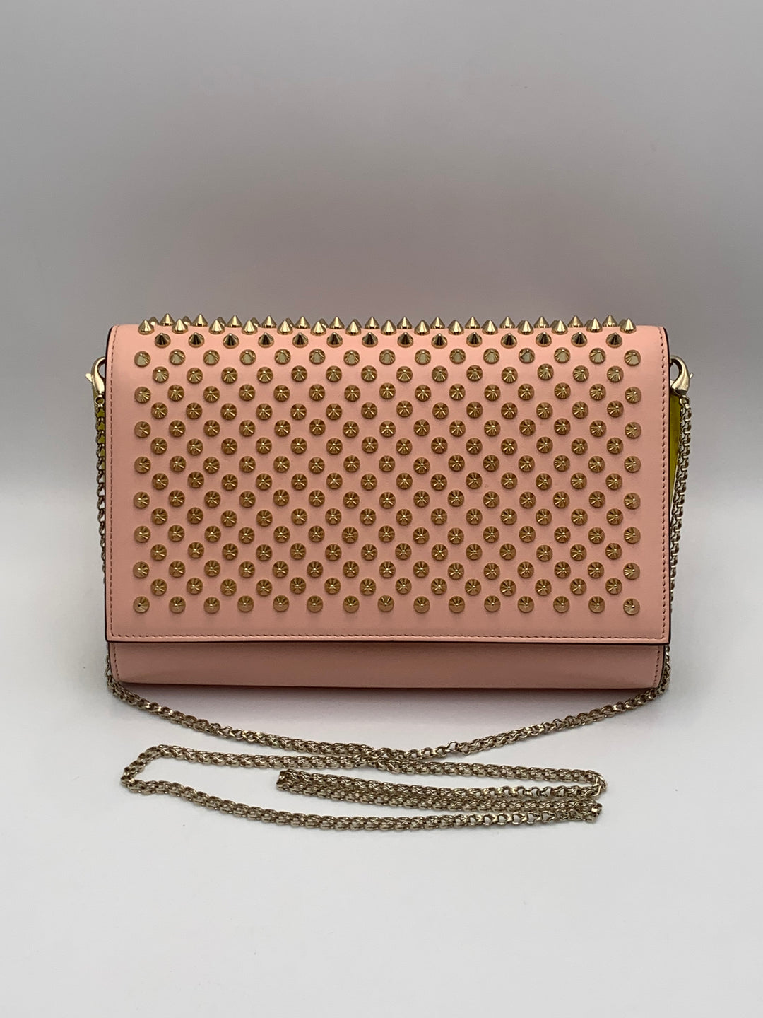 Christian Louboutin Paloma Spike Pink Patent and Leather Shoulder Bag