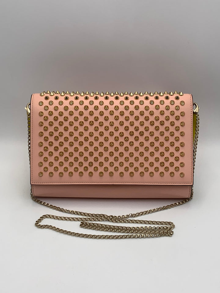 Christian Louboutin Paloma Spike Pink Patent and Leather Shoulder Bag
