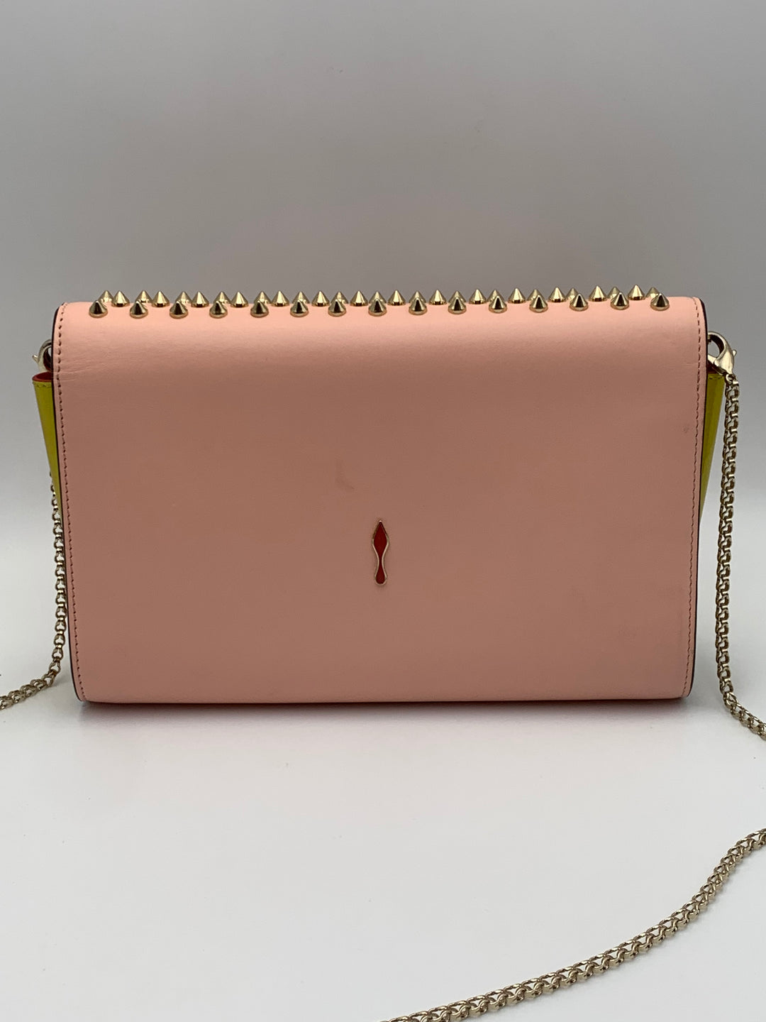 Christian Louboutin Paloma Spike Pink Patent and Leather Shoulder Bag