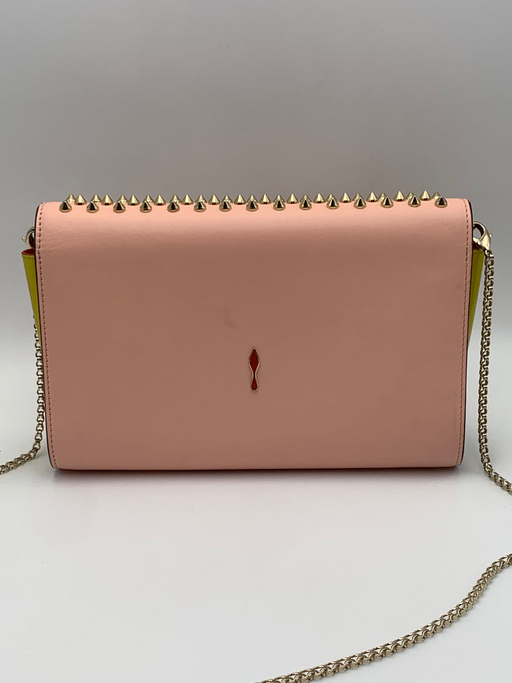 Christian Louboutin Paloma Spike Pink Patent and Leather Shoulder Bag