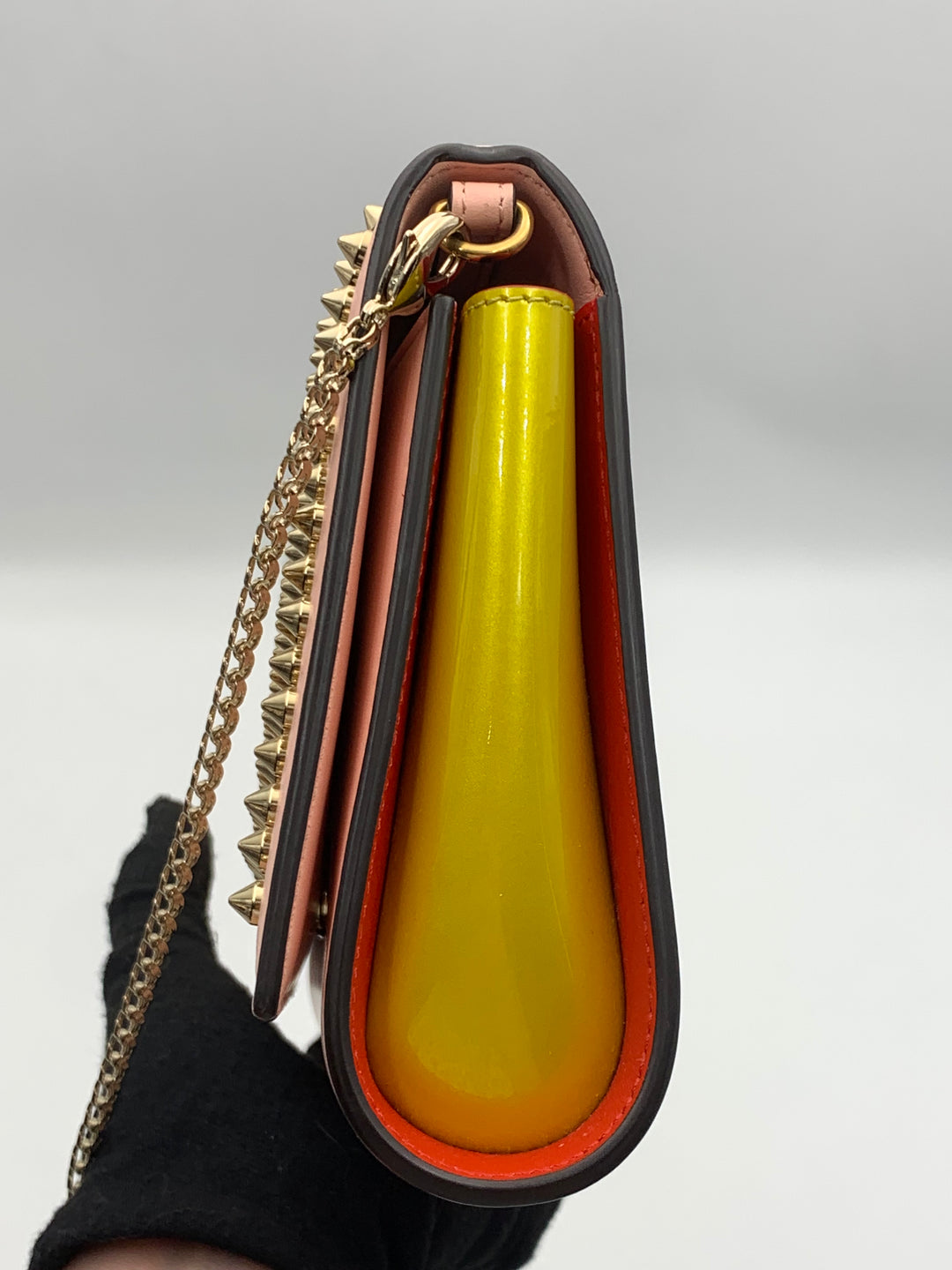 Christian Louboutin Paloma Spike Pink Patent and Leather Shoulder Bag