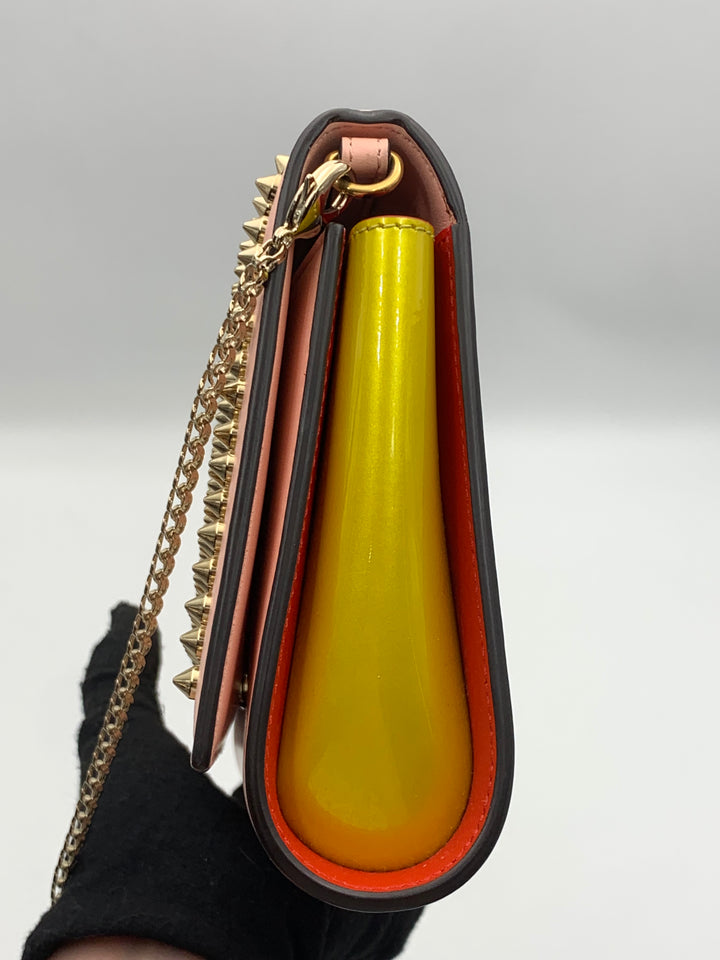 Christian Louboutin Paloma Spike Pink Patent and Leather Shoulder Bag