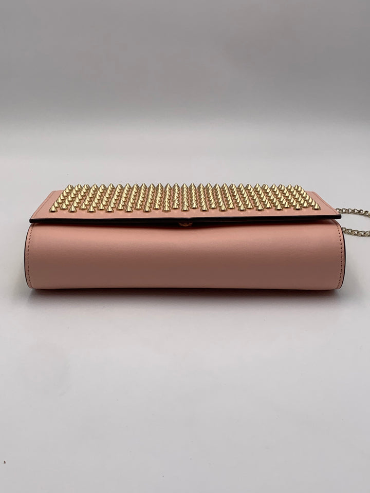 Christian Louboutin Paloma Spike Pink Patent and Leather Shoulder Bag