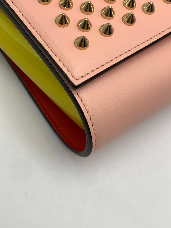 Christian Louboutin Paloma Spike Pink Patent and Leather Shoulder Bag