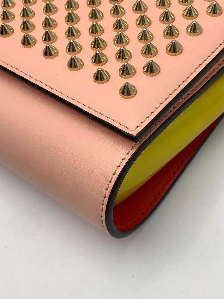 Christian Louboutin Paloma Spike Pink Patent and Leather Shoulder Bag
