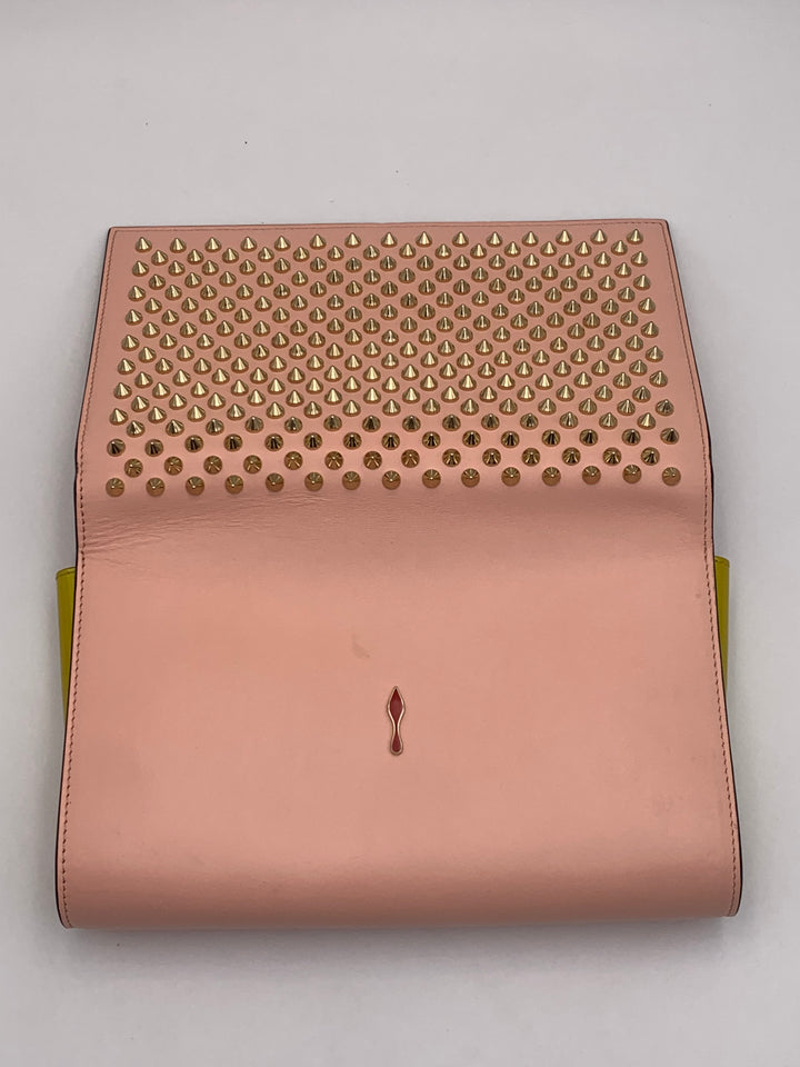Christian Louboutin Paloma Spike Pink Patent and Leather Shoulder Bag
