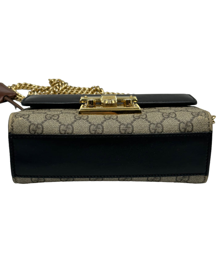 Gucci Coated Canvas Leather GG Supreme Padlock Shoulder Bag